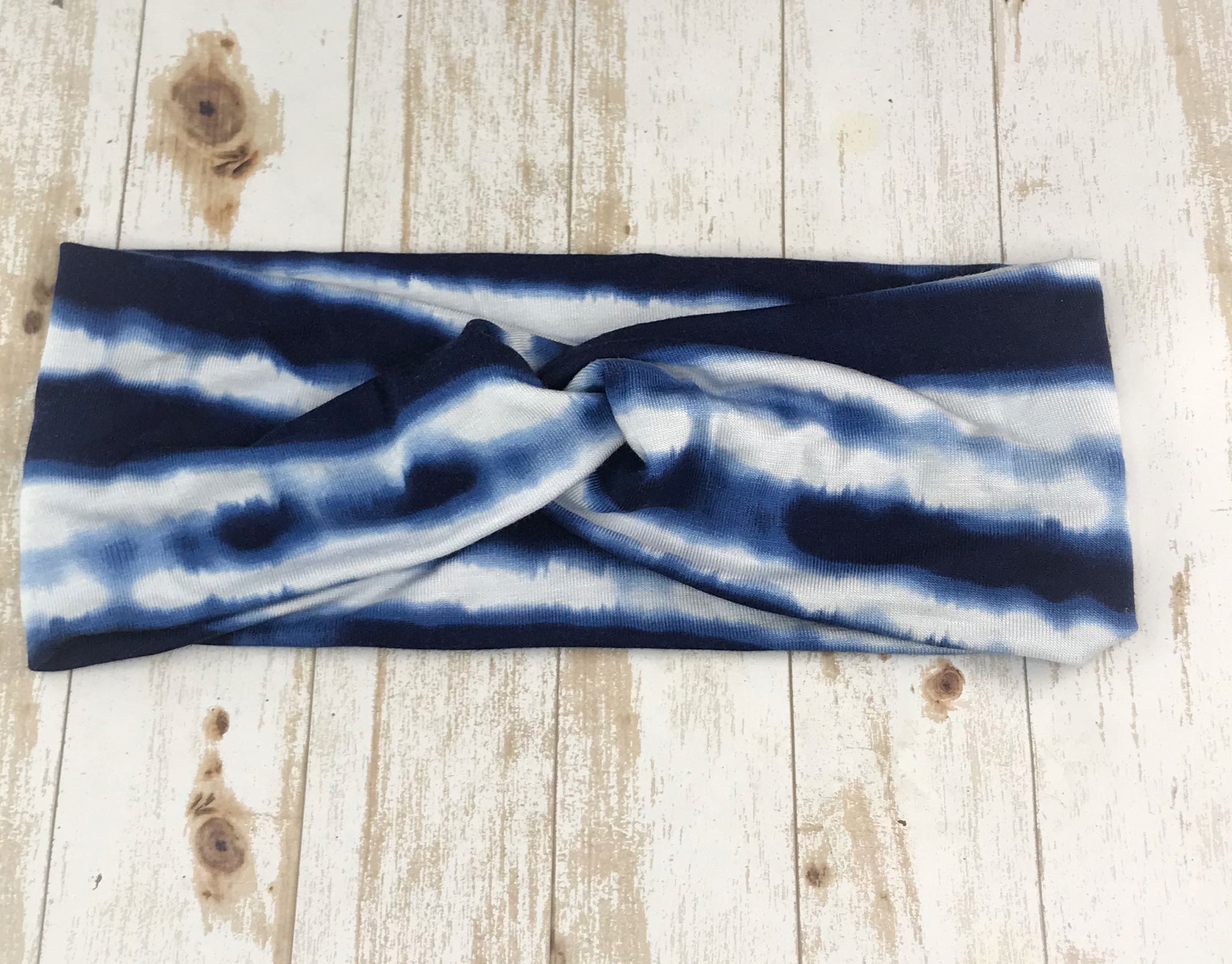 Blue and White Twist Headband