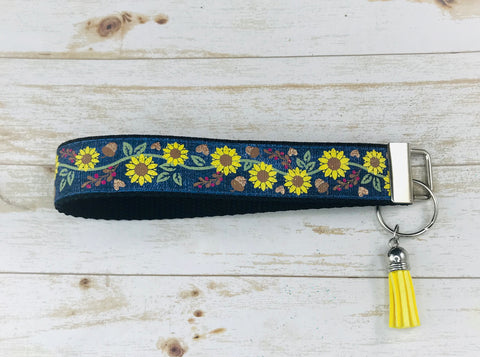 Blue Sunflower Key Fob