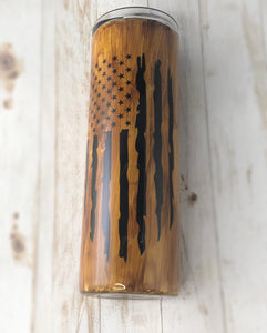 Wood Grain Flag Tumbler