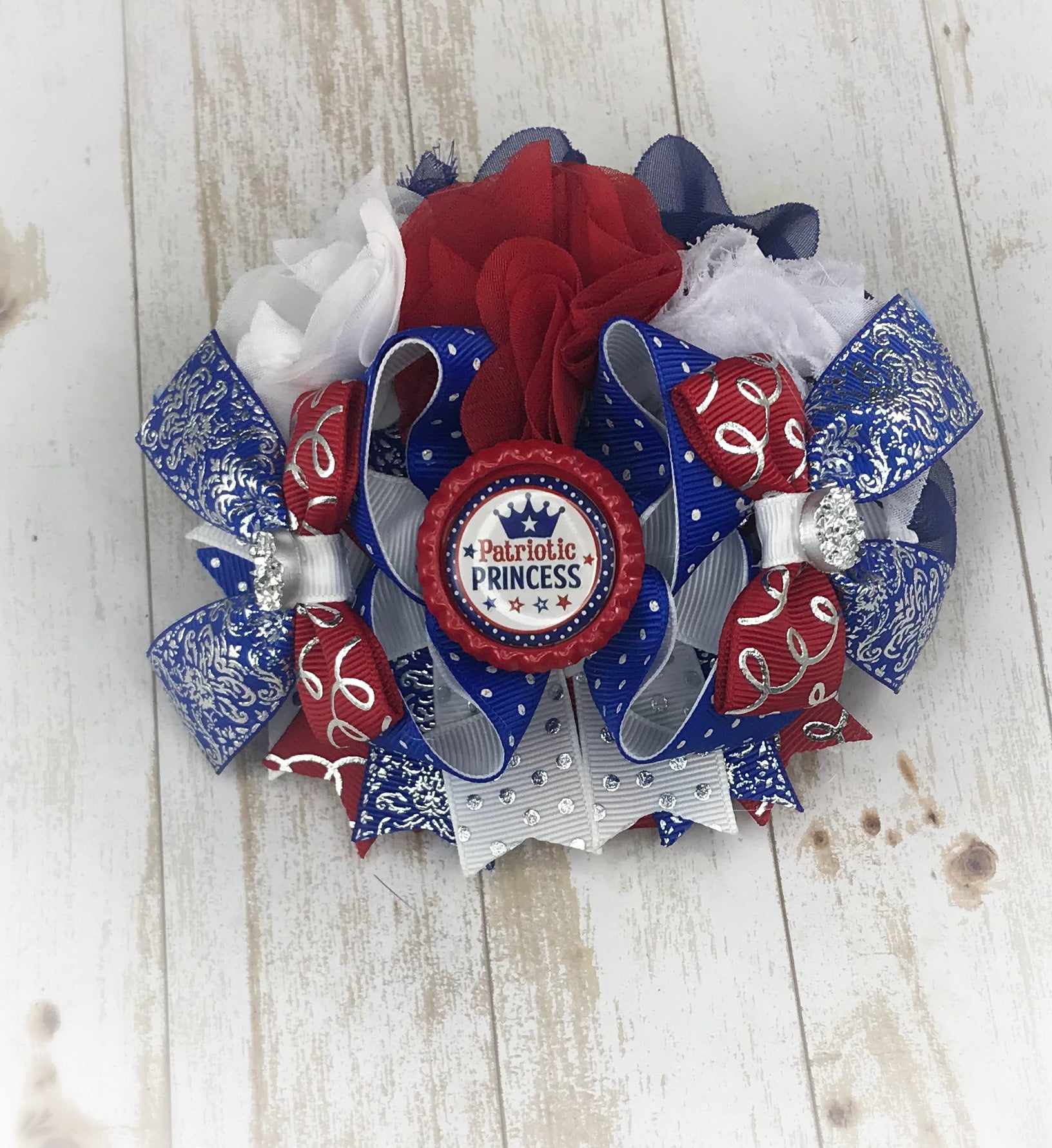 Patriotic Princess Over the Top Bow